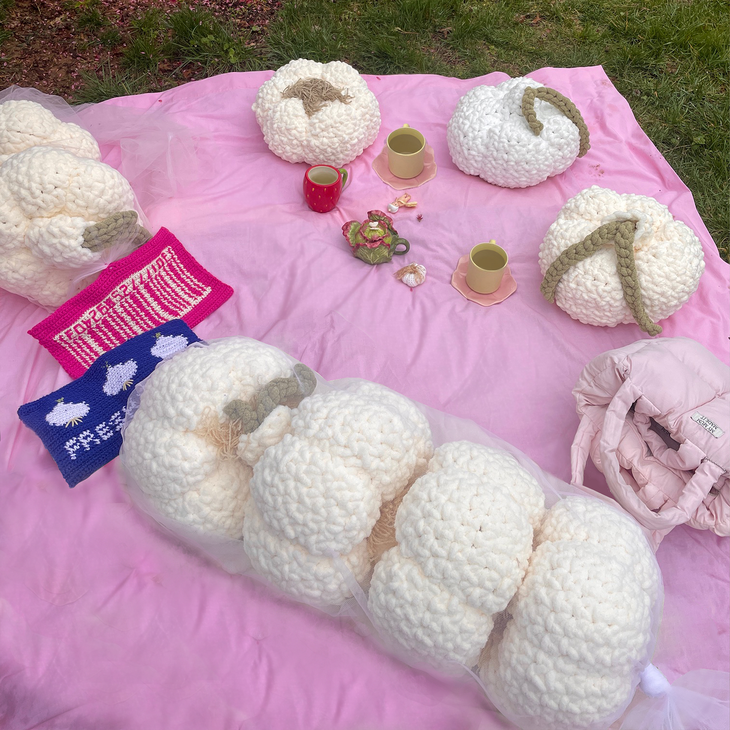 DIGITAL FILE ONLY Crochet Garlic Bag Throw Pillow PDF Pattern