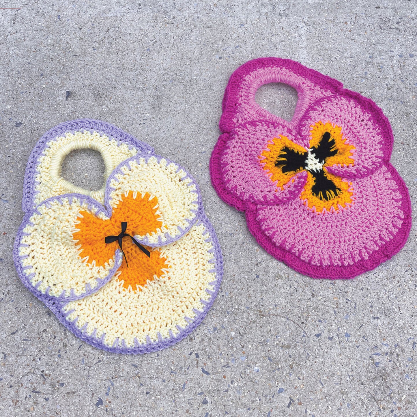 DIGITAL FILE ONLY! Crochet Pansy Tote Mini Pattern