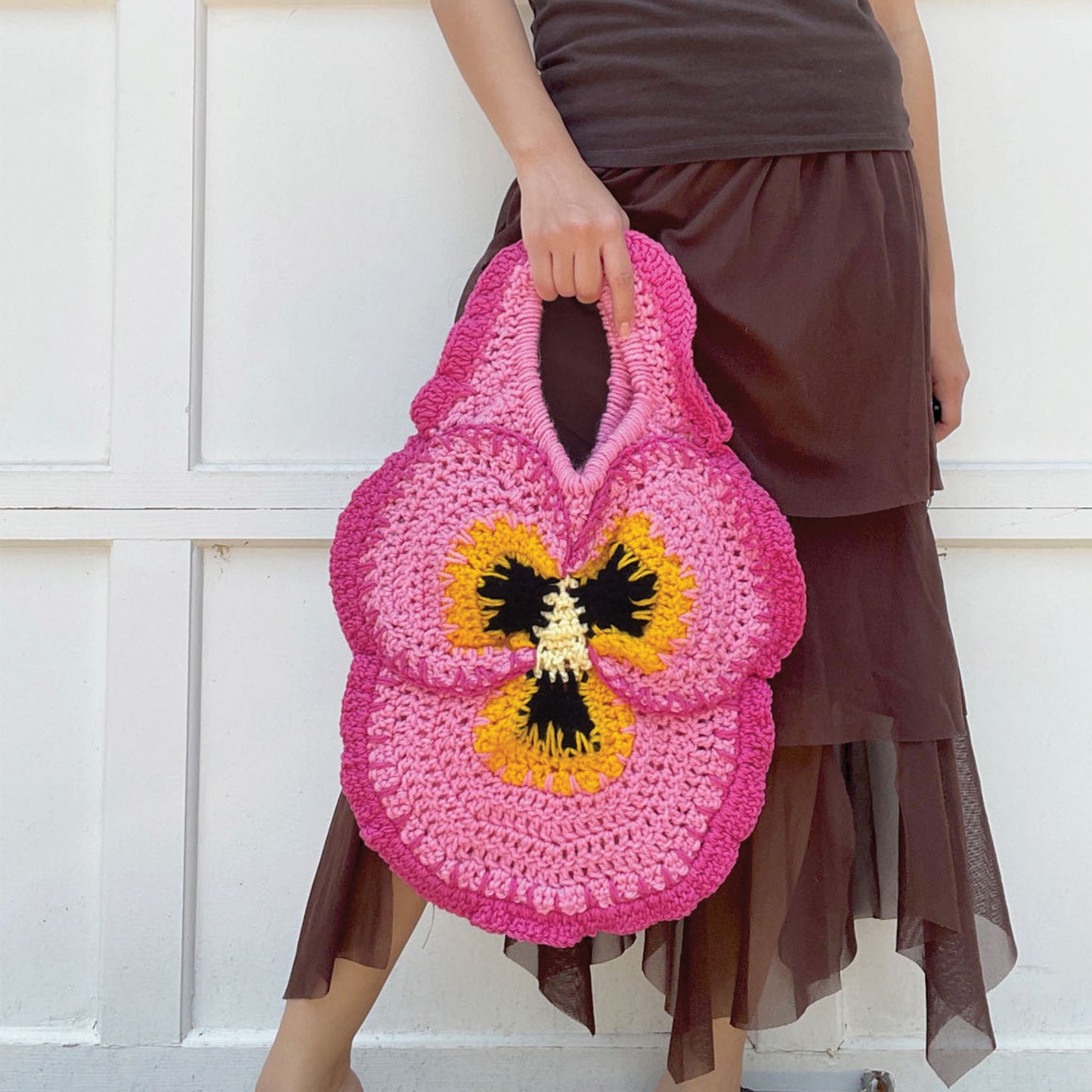 DIGITAL FILE ONLY! Crochet Pansy Tote Mini Pattern