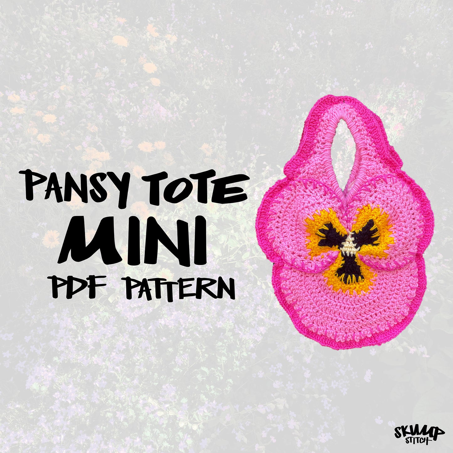 DIGITAL FILE ONLY! Crochet Pansy Tote Mini Pattern