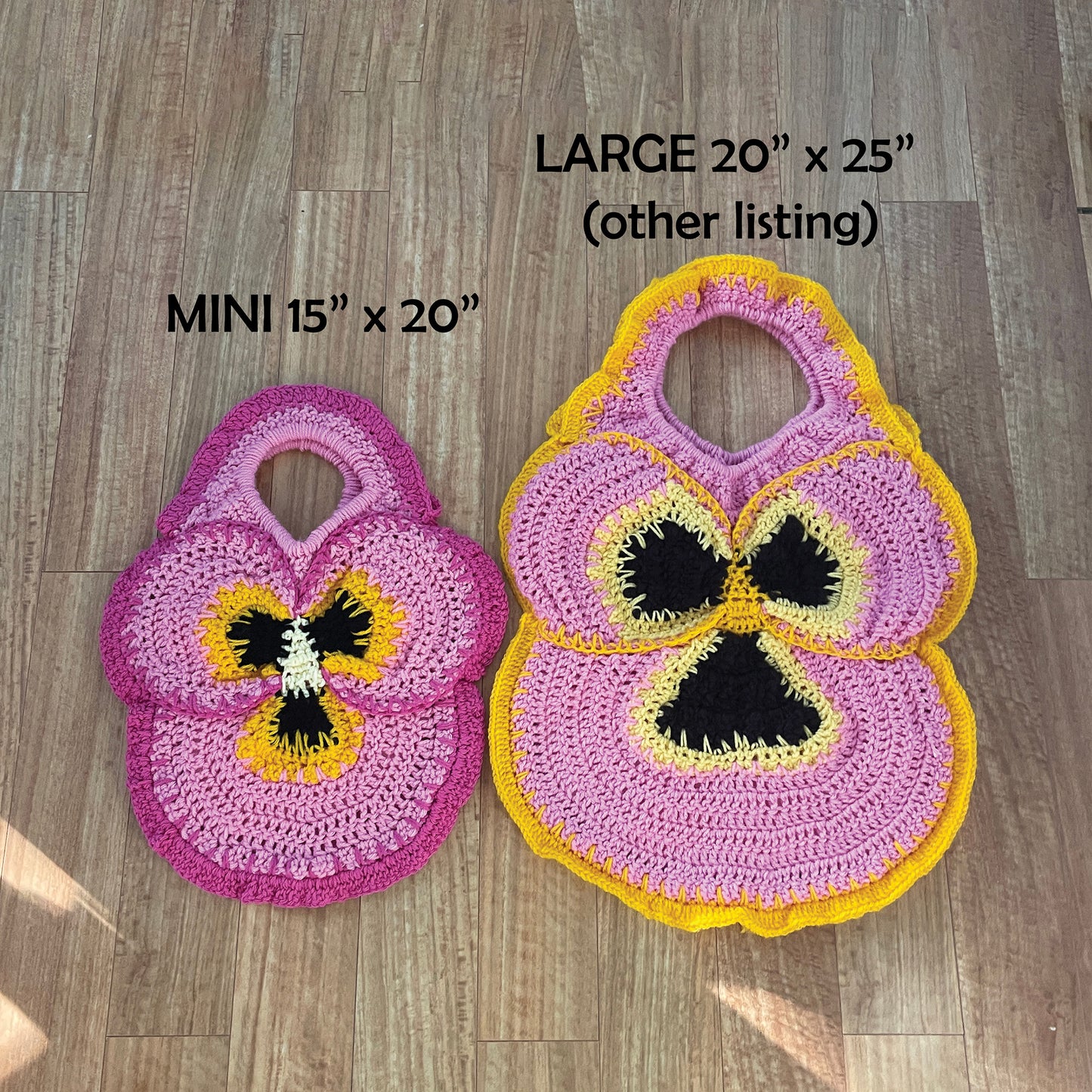 DIGITAL FILE ONLY! Crochet Pansy Tote Mini Pattern