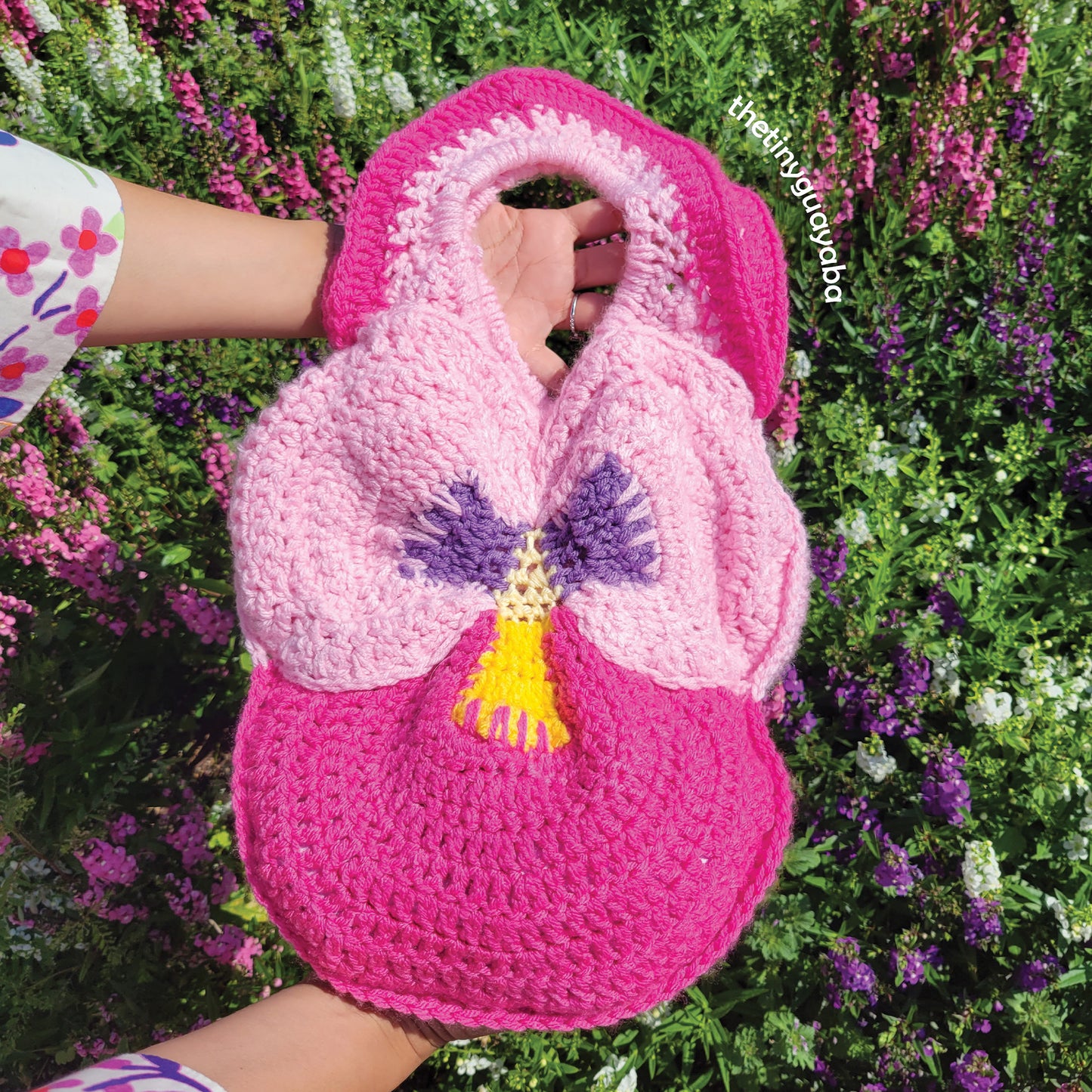 DIGITAL FILE ONLY! Crochet Pansy Tote Mini Pattern