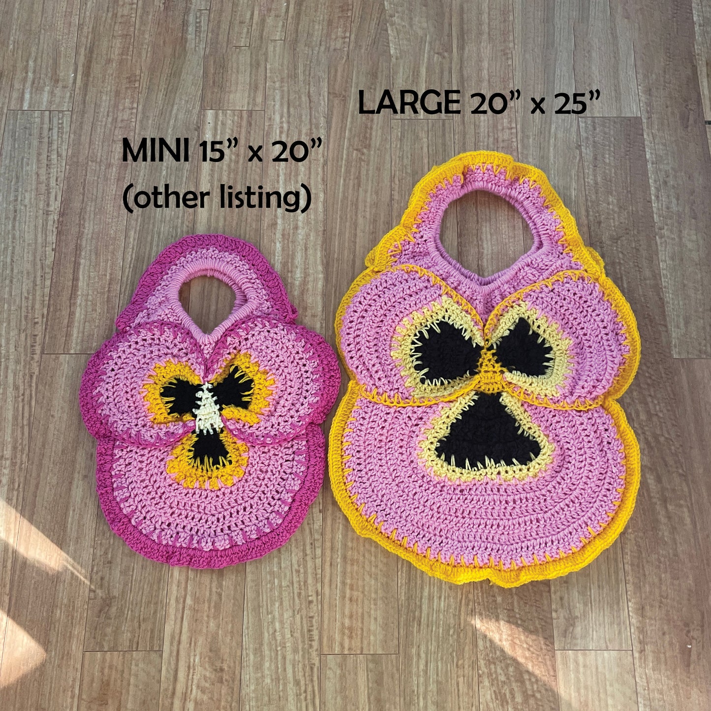 DIGITAL FILE ONLY! Crochet Pansy Tote Large PDF Pattern