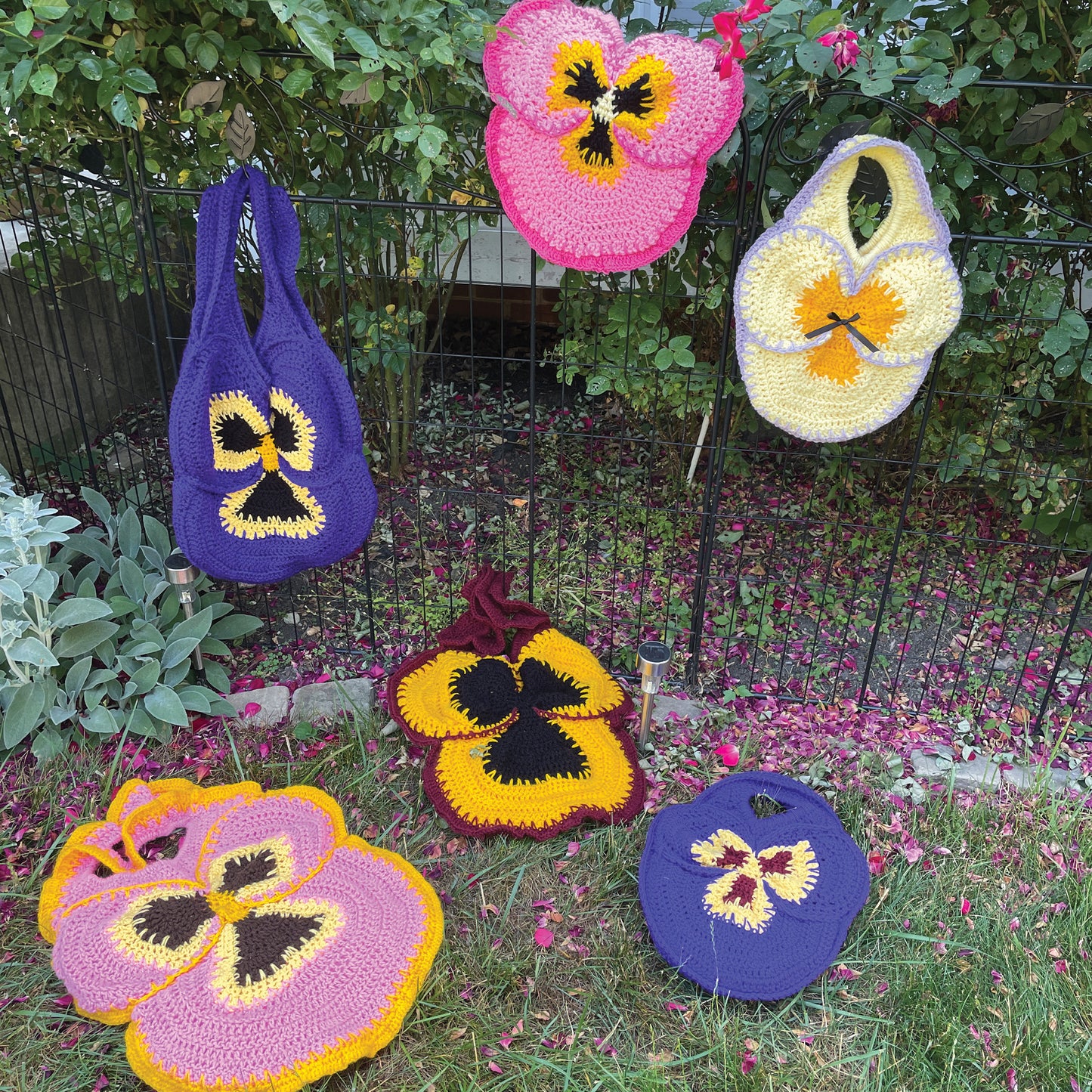 DIGITAL FILE ONLY! Crochet Pansy Tote Large PDF Pattern