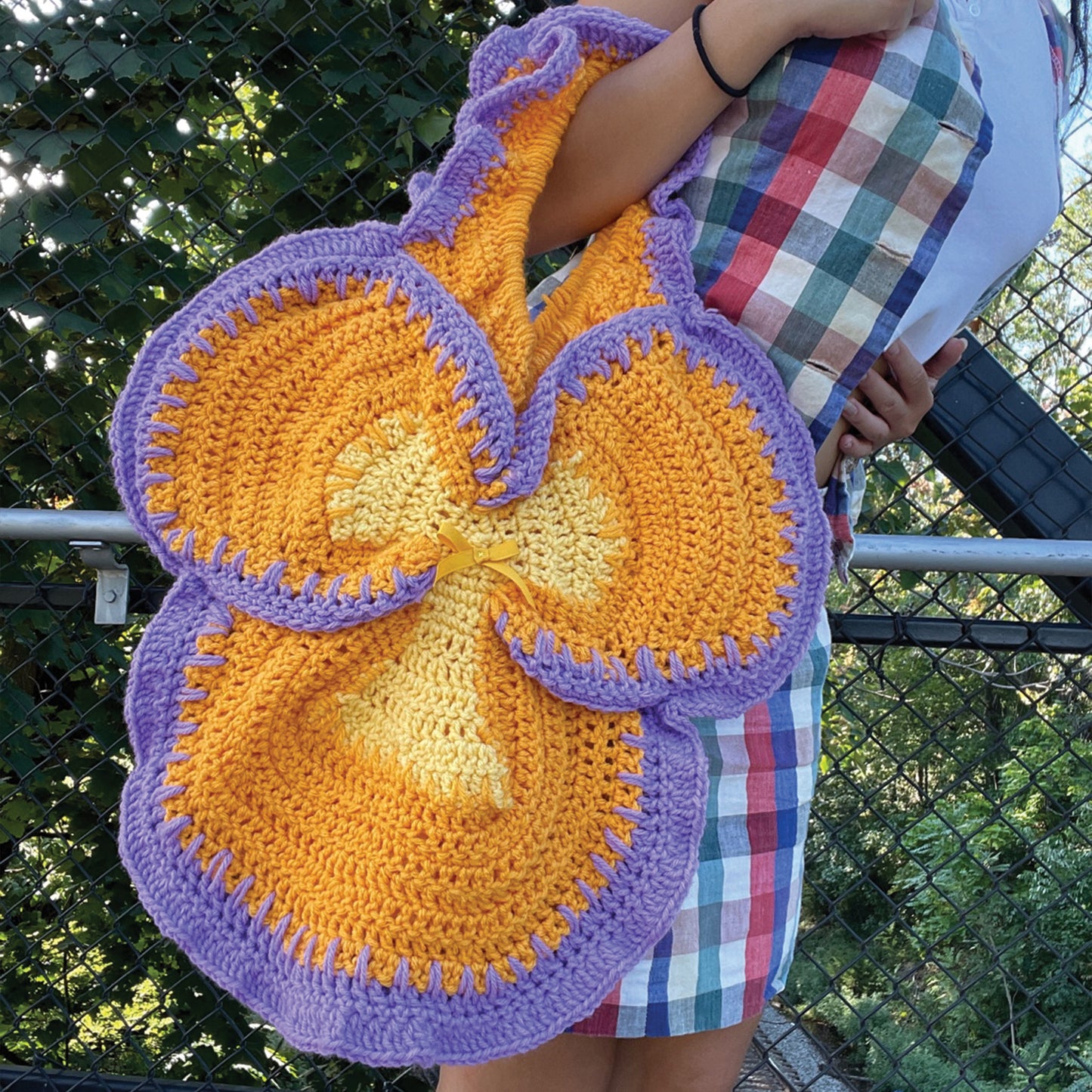 DIGITAL FILE ONLY! Crochet Pansy Tote Large PDF Pattern