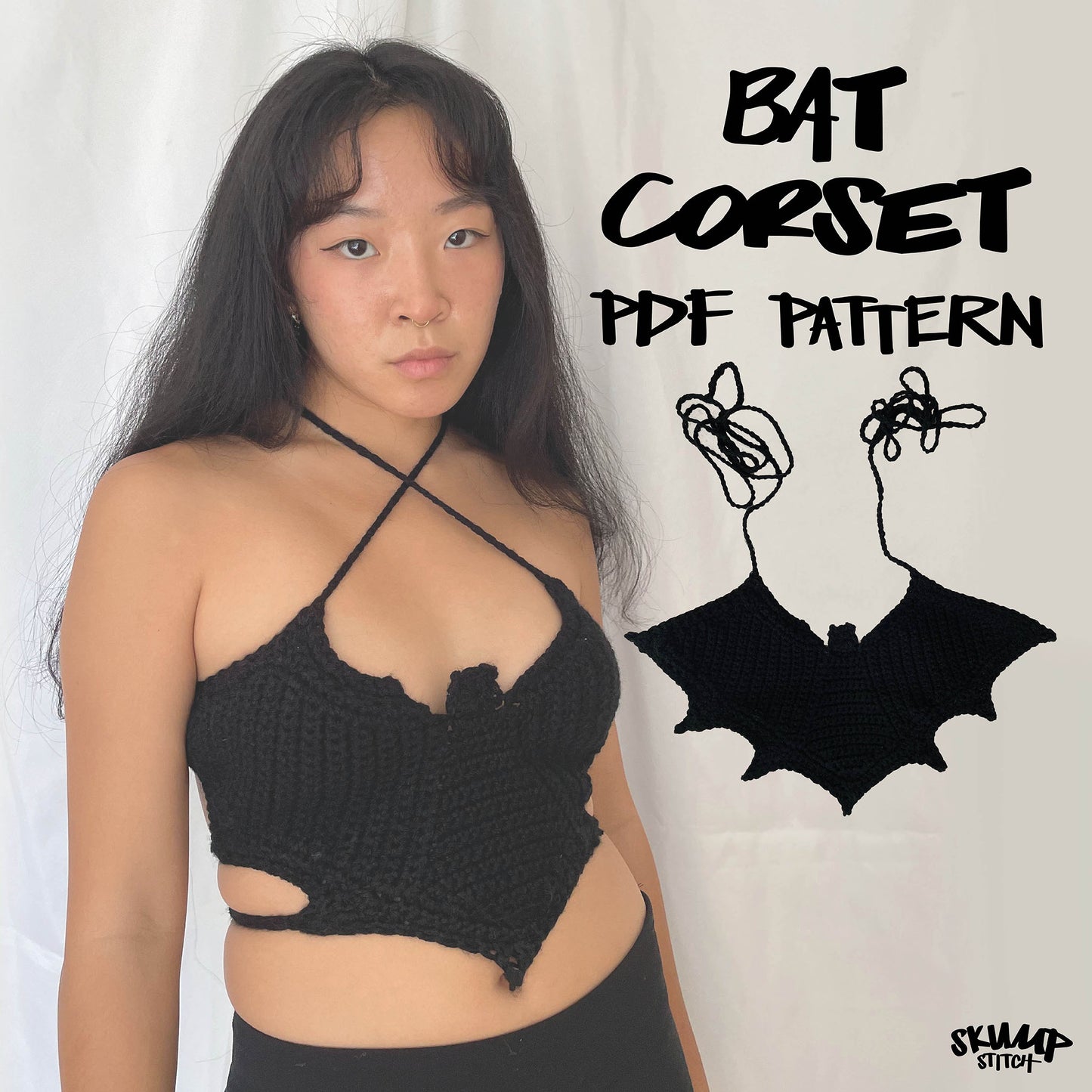 DIGITAL FILE ONLY! Crochet Bat Corset PDF Pattern