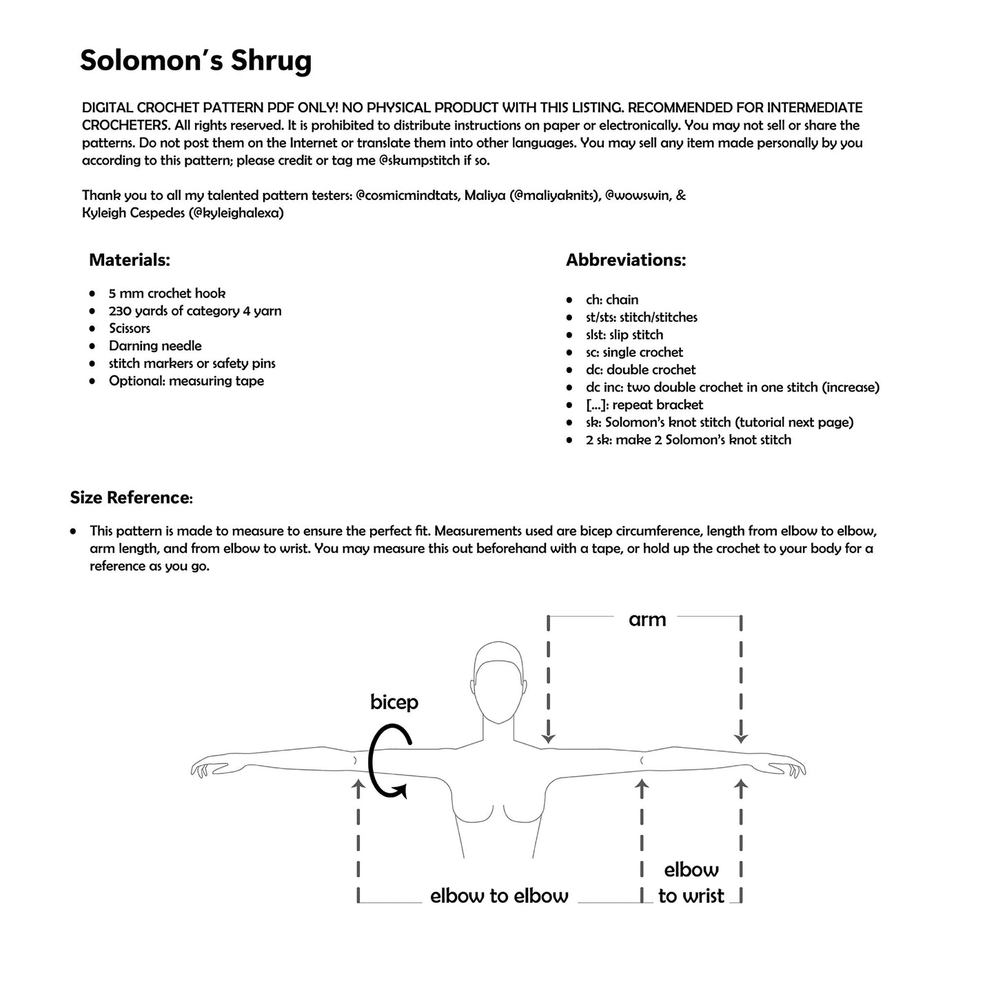 DIGITAL FILE ONLY! Solomon's Shrug Crochet PDF Pattern